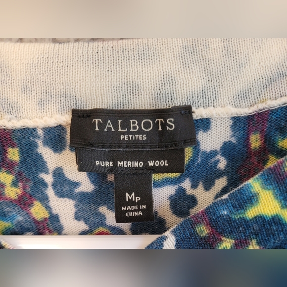 Talbots Colorful Pure Merino Wool Sweater Medium Petite - Picture 3 of 6